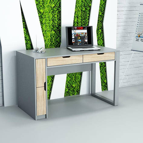 Комп'ютерний стіл БАНКС (1200x600x750) Сірий/Дуб Сонома Гамма стиль, фото 2