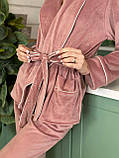 Женская пижама велюровая, королевский велюр пудровий колір тепла піжама, фото 3