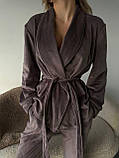 Жіноча піжама велюрова королівський велюр кола капучино тепла пижама, фото 3