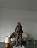 Жіноча піжама велюрова королівський велюр кола капучино тепла пижама, фото 4