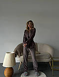 Жіноча піжама велюрова королівський велюр кола капучино тепла пижама, фото 5