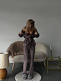 Жіноча піжама велюрова королівський велюр кола капучино тепла пижама, фото 6