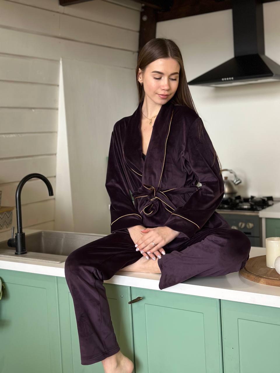 Жіноча піжама велюрова королівський велюр жиноча пижама тепла