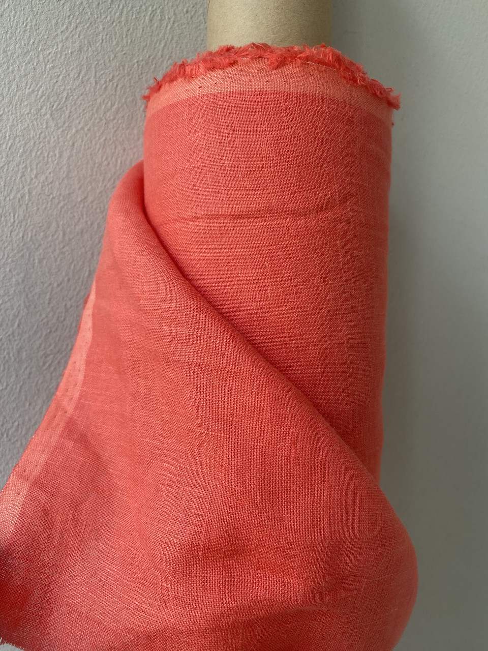 Коралова сорочкова лляна тканина, колір 998/590