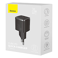 Сетевое зарядное устройство Baseus Cube PD Quick Charger 1C 20W EU Black (CCXF-A01) Зарядка 65w Зарядка gan