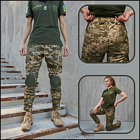 Качественные тактические брюки коттон ветрозащитные пиксель всу, брюки protect с наколенниками женские XXLlibl