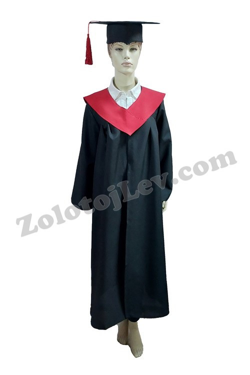 Мантія магістра чорна з червоним коміром, фото 1