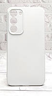 Чехол Silicone Case Box для Samsung Galaxy S23 Plus бампер с микрофиброй белый