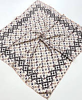 Стильный современный женский платок Louis Vuitton Луи Витон. Молодежный весенний платок с ручной подшивкой Бежевый