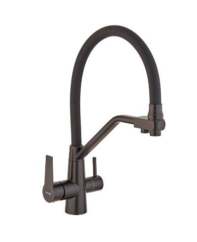 Кухонний змішувач із сірим силіконовим виливом Mx FUL-021 Black (з вих.для питної води)