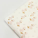 Ранфорс шириною 240 см "Пудрові каченята та гілочки" на молочному тлі № F-3258, фото 8