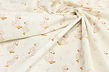 Ранфорс шириною 240 см "Пудрові каченята та гілочки" на молочному тлі № F-3258, фото 3
