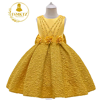 Святкова сукня для дівчинки жовтого кольору на зріст 110-150см (L5252)
