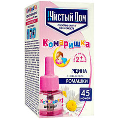 Рідина для електрофумігатора від літаючих комах для дітей Чистий будинок Комарка 45 ночей 30 мл