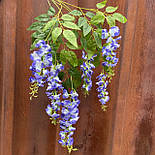 Гілка штучна гліцинія ампельна силікон 85 см блакитна (за 12 шт), фото 2