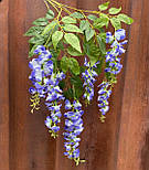 Гілка штучна гліцинія ампельна силікон 85 см блакитна (за 12 шт), фото 5