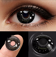 Карнавальні контактні лінзи 14-14,5 мм HD46-BLACK Косплей чорні кольорові лінзи