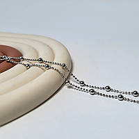 Женская серебряная цепочка серебро 925 пробы Родирован 45 см жемчужное плетение колье с шариками 4.17г kuklik3