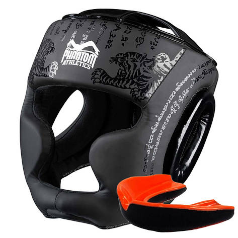 Боксерський шолом Phantom Muay Thai Full Face Black (капа в подарунок), фото 1