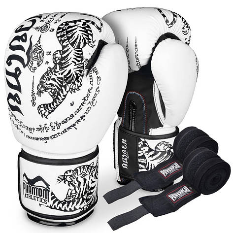 Боксерські рукавиці Phantom Muay Thai White 12 унцій (капа в подарунок), фото 1