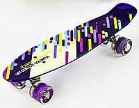 Скейт Пенни борд со светящимися PU колёсами Best Board Exercise world Разноцветный (74500) XN, код: 7479331