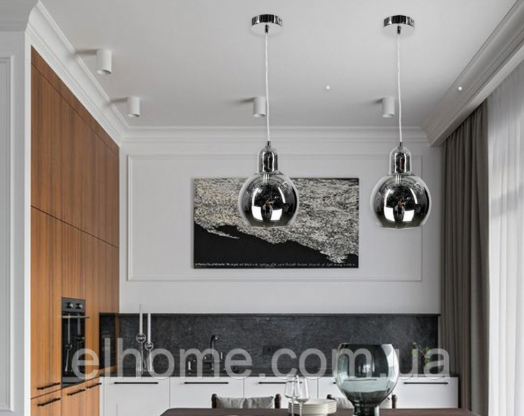 СВІТИЛЬНИК ПІДВІСНИЙ З ХРОМОВАНИМ ПЛАФОНОМ MJ 113-200, фото 1