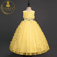 Святкова сукня для дівчинки жовтого кольору на зріст 110-160см (LP-339)