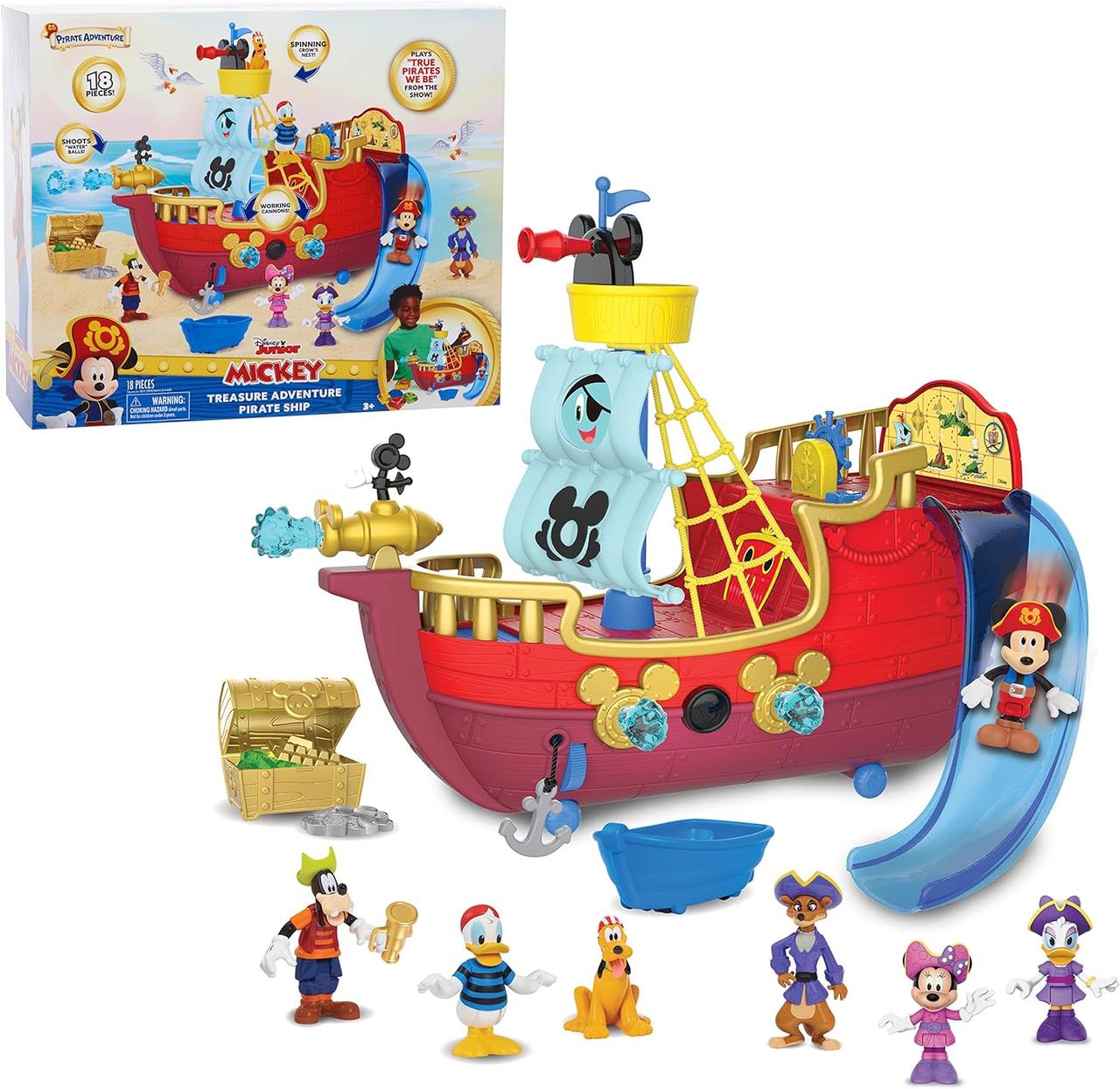 Disney Junior Mouse Funhouse Treasure Adventure Pirate Ship корабель Міккі з фігурками та 19 предметами для гри