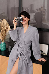 Жіночий халат МУСЛІНОВИЙ DUNA COSY СІРИЙ M60W