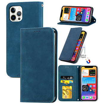 Чохол-книжка Skin Feel Leather Wallet для Apple iPhone 12 / 12 Pro Blue