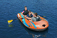Лодка надувная трехместная Bestway 61145 Оранжевая (246-122см, весла, ручной насос)