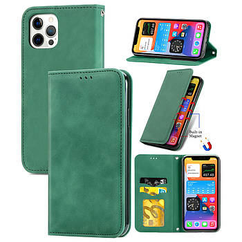 Чохол-книжка Skin Feel Leather Wallet для Apple iPhone 12 / 12 Pro Green