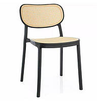 Стул садовый Bali пластик черный/бежевый эффект ротанга (Signal ТМ)