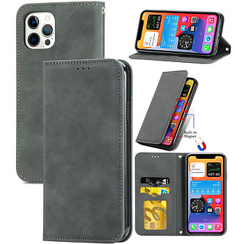 Чохол-книжка Skin Feel Leather Wallet для Apple iPhone 12 / 12 Pro Grey