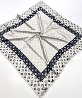 Брендовый шелковый платок Louis Vuitton Луи Витон 2024 года!. Молодежный весенний платок с ручной подшивкой Серо - Черный