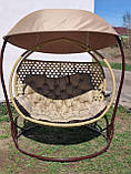 Крісло кокон двомісний з дахом плетіння соти, фото 4