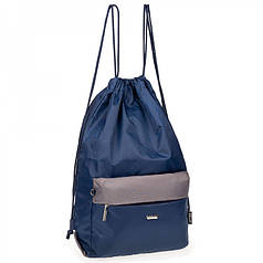 Рюкзак сумка мешок тканевый на шнурках для сменной обуви с карманами городской синий Dolly 848