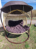 Крісло кокон двомісний з дахом плетіння соти, фото 7