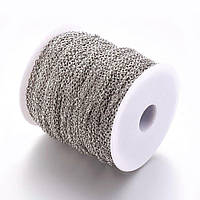 Ланцюжок Finding Плетіння хрест для біжутерії котушка 100 м Сталистий Ланка 3 мм x 2 мм x 0.5 мм