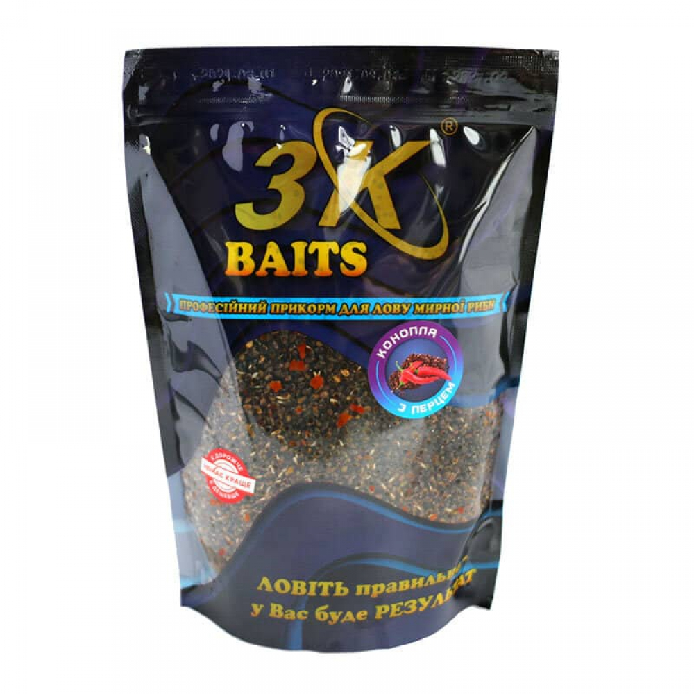Прикормка 3k Baits Конопля з перцем (гостра) 800г 3к04002, фото 1