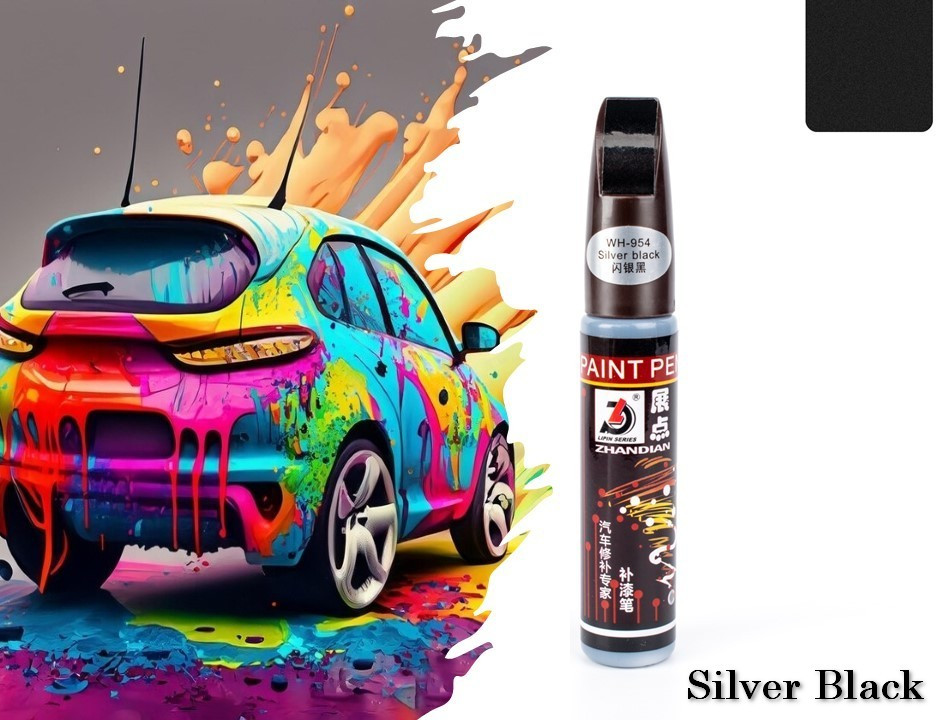 Реставраційний олівець фарба для видалення подряпин Auto Paint Pen WH 954 Silver Black, фото 1