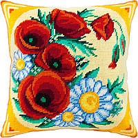 Набір для вишивання декоративної подушки Чарівниця Польовий букет 40×40 см V-53 XN, код: 7243008