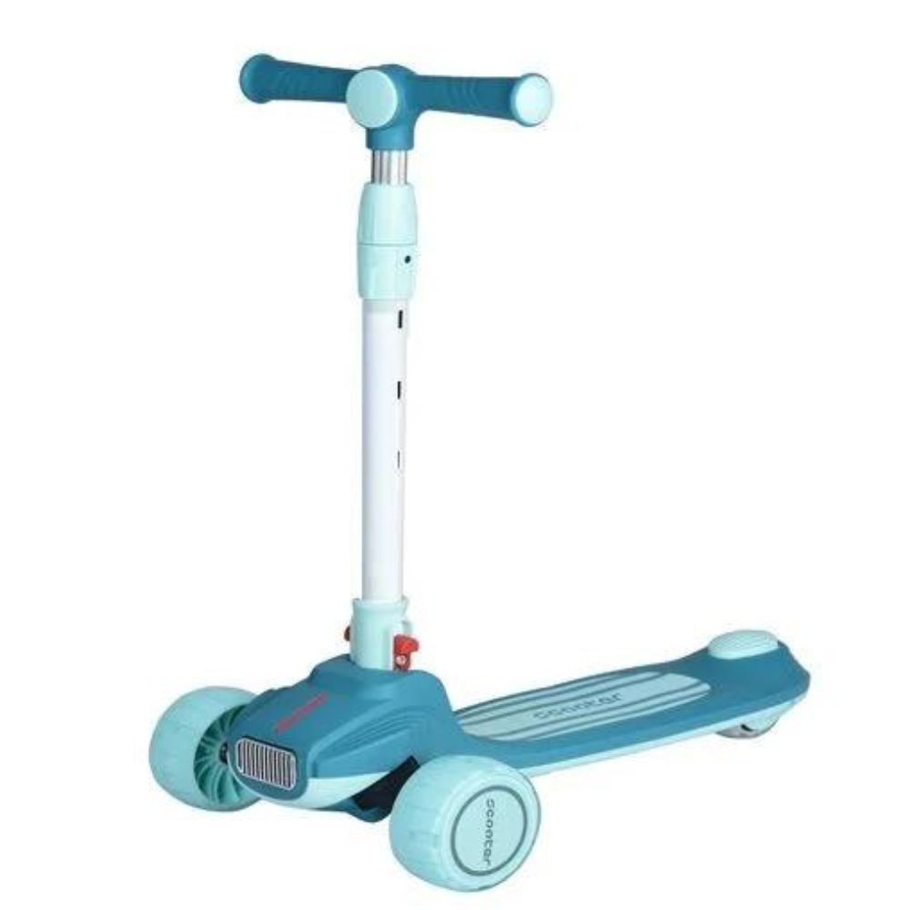Самокат триколісний дитячий складний Skyper (колеса PU 125х40мм, підсвічування платформи, музика) Y-70522 Блакитний
