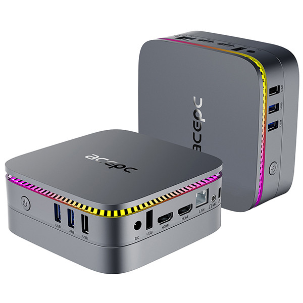 Міні-ПК ігровий комп'ютер Intel N100 CPU PicoBox Pro Win11 Pro, 16 Гб DDR4 512 Гб SSD сірий