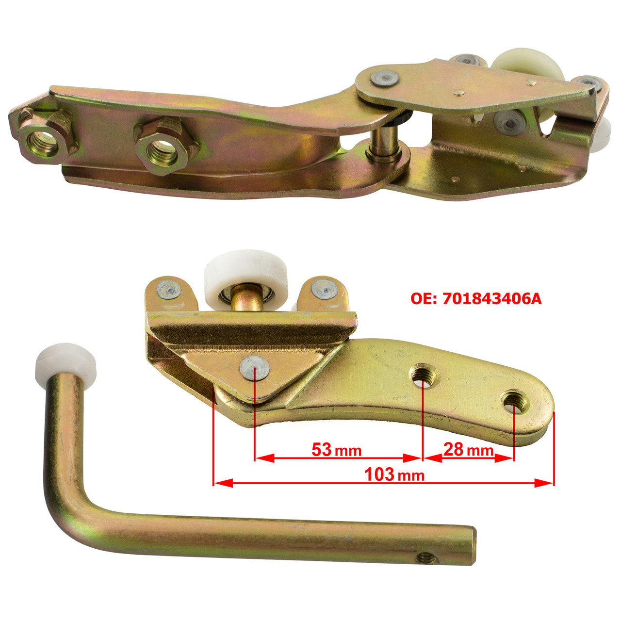 Ролики бічних зсувних дверей права сторона 3 шт. комплект із короткою лапкою. VW T4 90-04 , арт. DA-29579