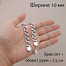 Широкий срібний браслет Бісмарк чоловічий масивний. Ширина 10 мм. Срібло 925. Довжина 24 см, фото 7