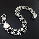 Широкий срібний браслет Бісмарк чоловічий масивний. Ширина 10 мм. Срібло 925. Довжина 24 см, фото 8