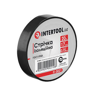 Стрічка ізоляційна 0.15 мм * 17 мм * 20 м, чорна (уп. 10 шт) INTERTOOL IT-0021