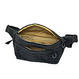 Чоловіча сумка бананка на пояс тактична, чорна з патч панеллю, матеріал Оксфорд, фото 2