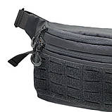 Чоловіча сумка бананка на пояс тактична, чорна з патч панеллю, матеріал Оксфорд, фото 3